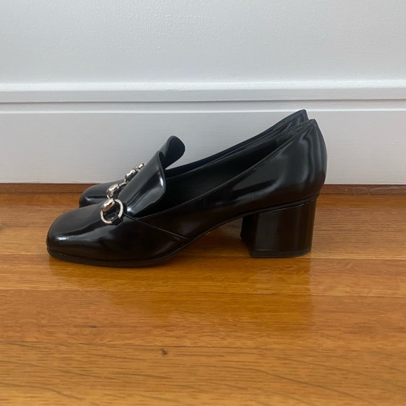 Gucci Black Vinyl Heeled Loafers - Picture 4 of 6